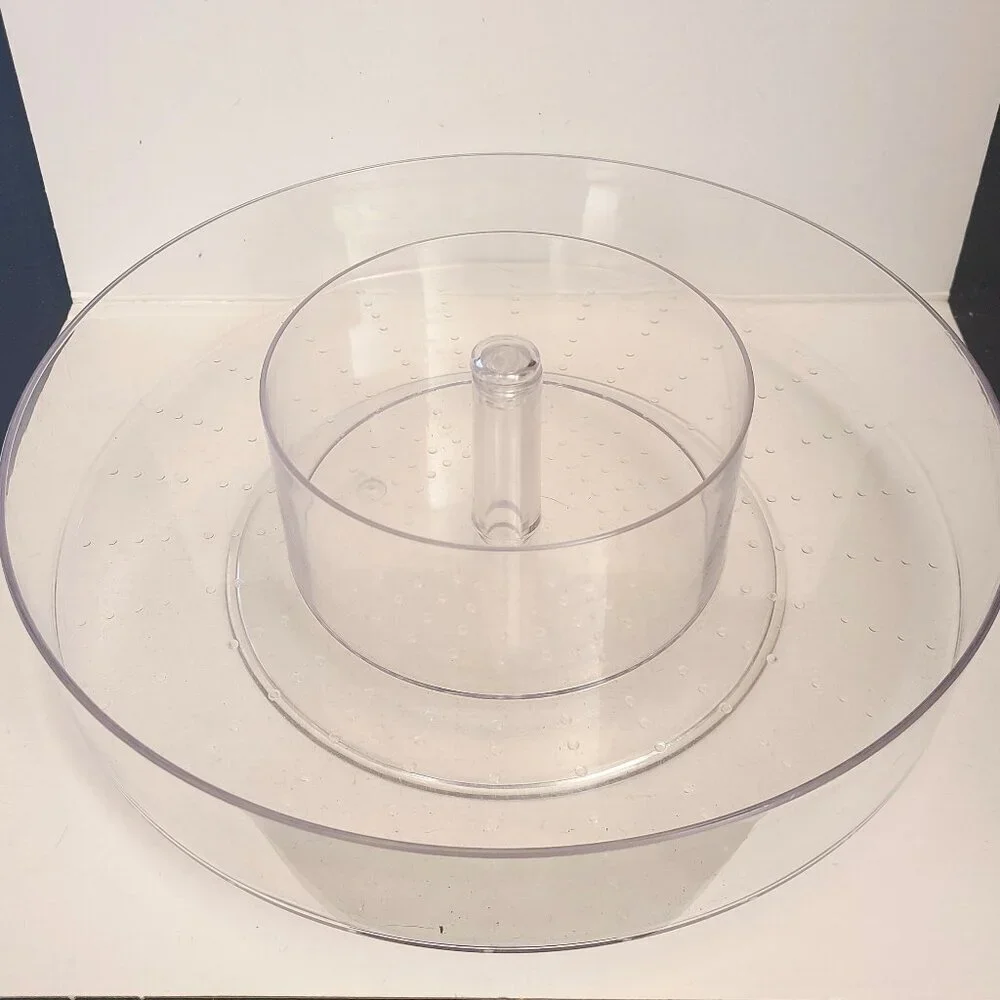 Clear Acrylic Round Spinning Make-Up Vanity Spice Organizer Lazy Susan Bullseye